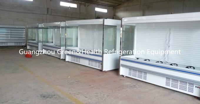 Refrigerador aberto ereto de Multideck do serviço do auto, refrigerador fronteado de vidro com vidro curvado