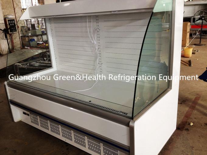 Refrigerador aberto ereto de Multideck do serviço do auto, refrigerador fronteado de vidro com vidro curvado