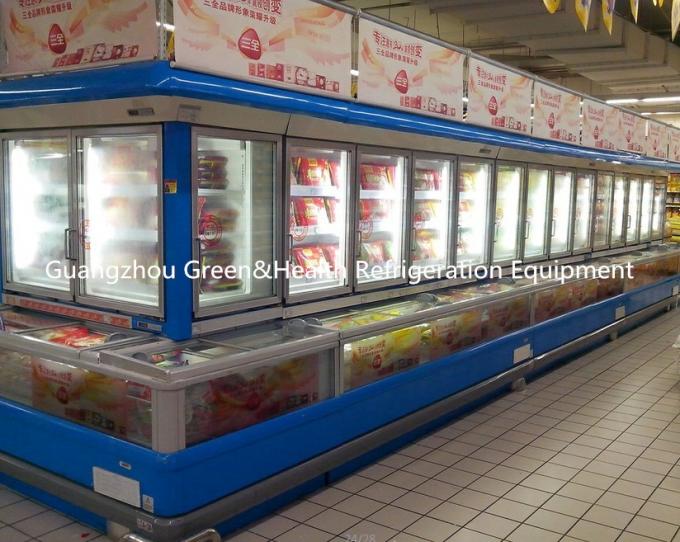 Congelador de vidro da combinação da porta, refrigerador comercial do uso eficaz da energia da exposição