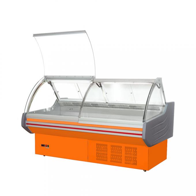 Mostra de vidro curvada R134 da exposição do refrigerador/alimento da exposição do supermercado fino