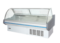 O supermercado fino de vidro curvado do congelador do alimento cozido indica o comprimento do refrigerador/refrigerador opcional