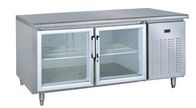 Grande congelador contrário inferior com a porta de vidro dianteira/pára-choque menor