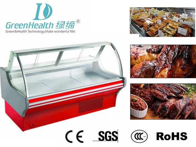 Mostra de vidro curvada R134 da exposição do refrigerador/alimento da exposição do supermercado fino