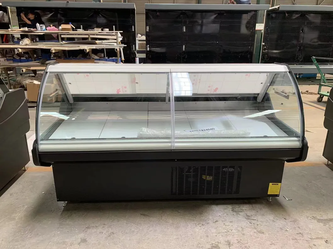 Refrigerador Display de Carne Refrigerador de Serviço Completo Deli Case Com Vidro Curvo 2