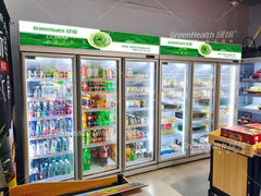 Refrigerador de bebidas comercial para supermercado com portas múltiplas