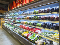 Chiller de tela aberta frontal de vários andares para poupança de energia de frutas e vegetais