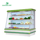 O refrigerador/fruto e Veg abertos exteriores de Multideck do supermercado comercial indicam o refrigerador