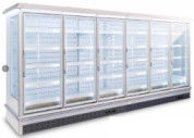 Grande abra o refrigerador da exposição com a porta de vidro para a bebida/vegetal/fruto