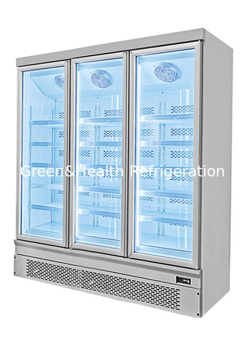 Frigorífico vertical de exibição de alimentos, economizador de energia, com ventilador de arrefecimento e prateleiras ajustáveis para supermercados