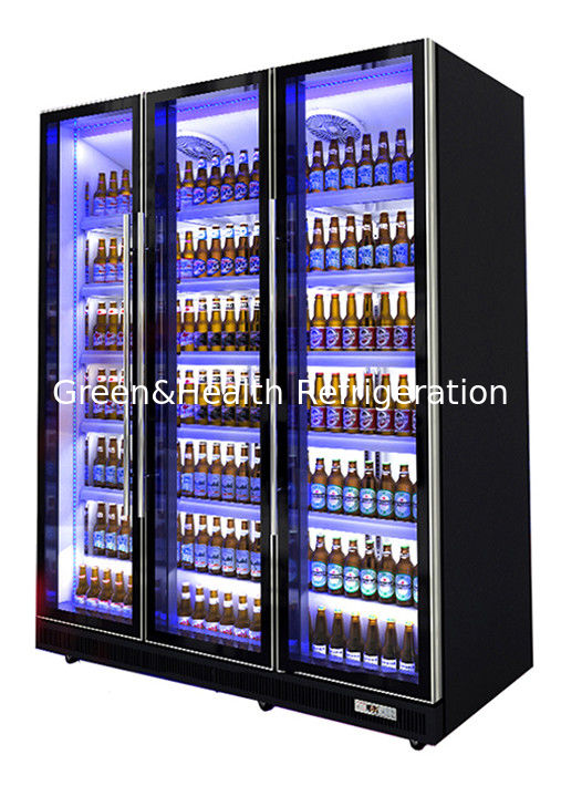 Frigorífico comercial de exibição de bebidas com iluminação LED personalizada, porta auto-fechável e compressor Danfoss/Embraco