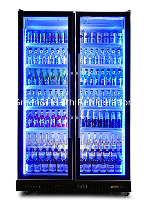 Frigorífico comercial de exibição de bebidas com iluminação LED personalizada, porta auto-fechável e compressor Danfoss/Embraco