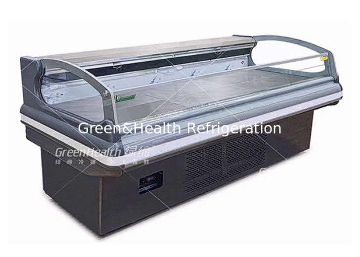 Refrigerador comercial para exibição de carne com iluminação LED de arrefecimento dinâmico e compressores Danfoss/Secop para supermercados