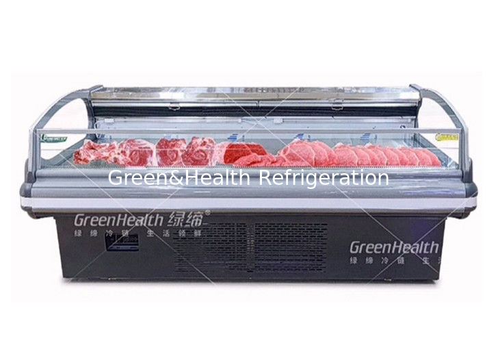 Refrigerador comercial para exibição de carne com iluminação LED de arrefecimento dinâmico e compressores Danfoss/Secop para supermercados