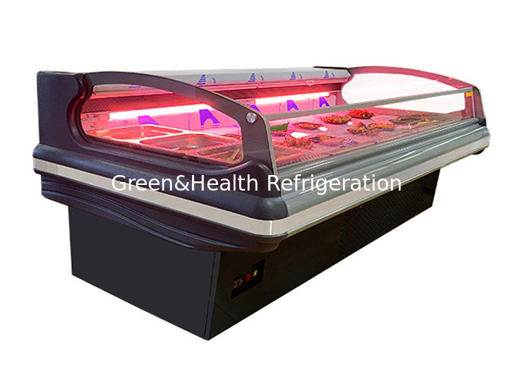Refrigerador comercial para exibição de carne com iluminação LED de arrefecimento dinâmico e compressores Danfoss/Secop para supermercados