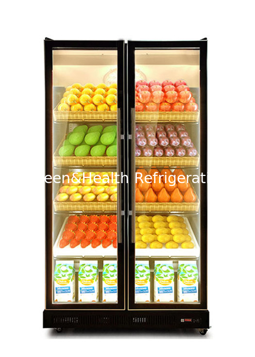 3 Cores claras 740L Refrigerador de ar Frigorífico de porta de vidro de garrafa Refrigerador de exibição