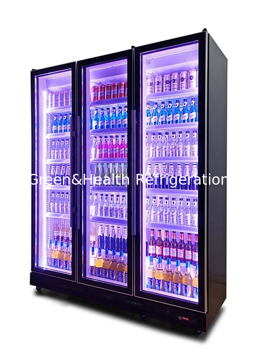 3 Cores claras 740L Refrigerador de ar Frigorífico de porta de vidro de garrafa Refrigerador de exibição