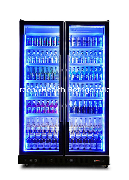 3 Cores claras 740L Refrigerador de ar Frigorífico de porta de vidro de garrafa Refrigerador de exibição