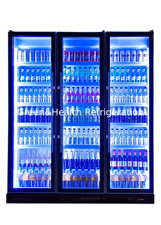 3 Cores claras 740L Refrigerador de ar Frigorífico de porta de vidro de garrafa Refrigerador de exibição