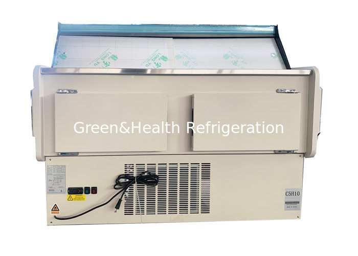 Refrigerador comercial com tela Deli com capacidade de 100L e porta frontal de vidro rebatível e iluminação LED 6500K