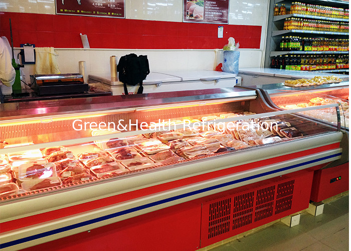 Refrigerador do hipermercado Comparador de tipo aberto 2.5M Frigorífico de exibição de carne fresca