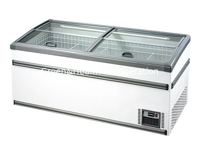 Congelador Ilha Comercial com Capacidade de 1040L, Degelo Automático e Refrigerante R290 para Exibição em Supermercado