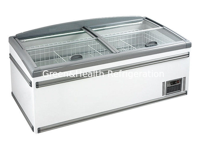 Congelador Ilha Comercial com Capacidade de 1040L, Degelo Automático e Refrigerante R290 para Exibição em Supermercado