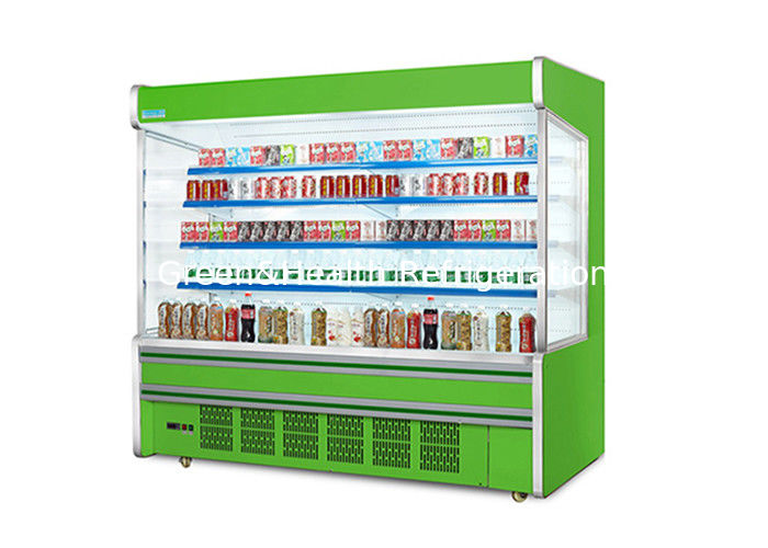 Refrigerador aberto de aço inoxidável com cortina noturna de poupança de energia e descongelamento inteligente automático para supermercados