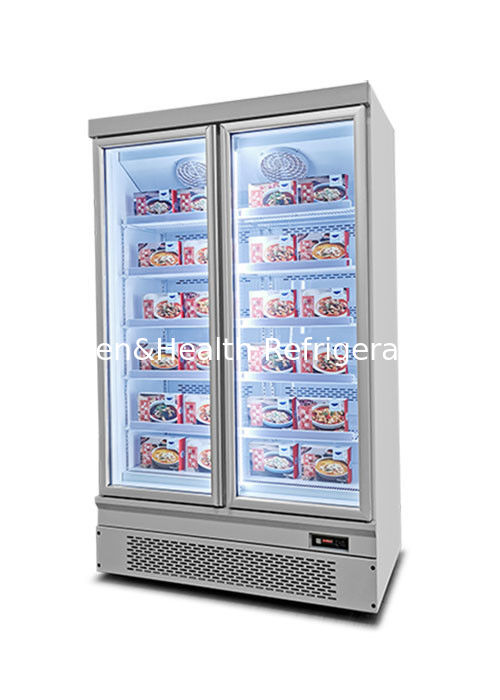 Congelador de exibição comercial com degelo automático com capacidade de 1000L e resfriamento por ventilador para supermercados