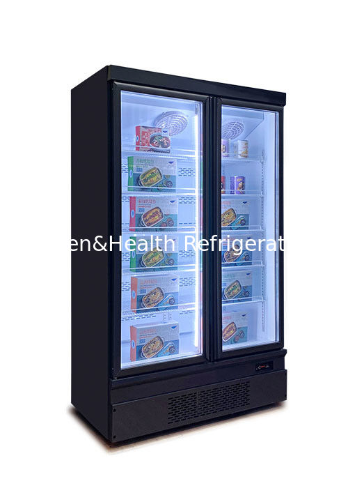 Congelador de exibição comercial com degelo automático com capacidade de 1000L e resfriamento por ventilador para supermercados