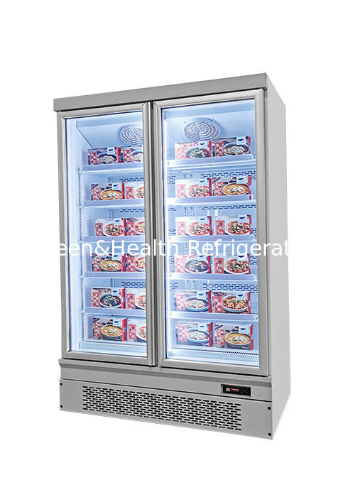 Congelador de exibição comercial com degelo automático com capacidade de 1000L e resfriamento por ventilador para supermercados