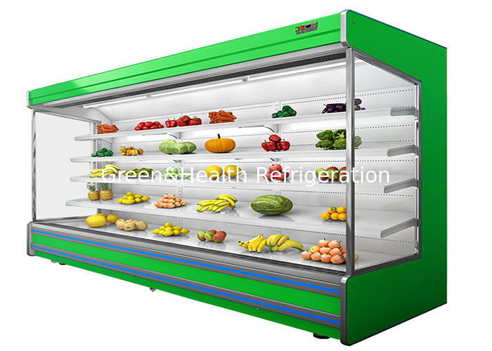 Refrigerador aberto multideck ajustável de 4 níveis comercial com ventilador de arrefecimento e cortina noturna para supermercados