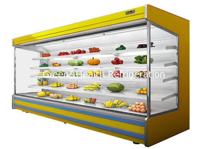 Refrigerador aberto multideck ajustável de 4 níveis comercial com ventilador de arrefecimento e cortina noturna para supermercados