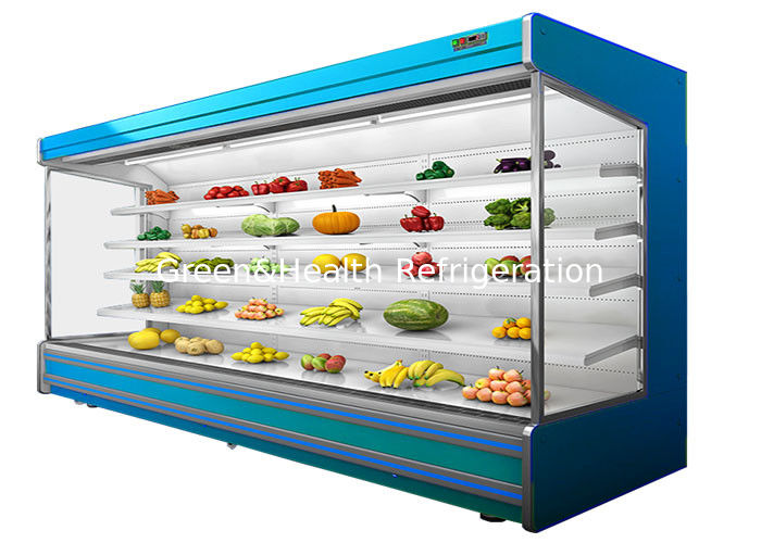 Refrigerador aberto multideck ajustável de 4 níveis comercial com ventilador de arrefecimento e cortina noturna para supermercados