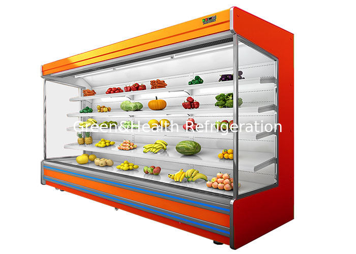 Refrigerador aberto multideck ajustável de 4 níveis comercial com ventilador de arrefecimento e cortina noturna para supermercados