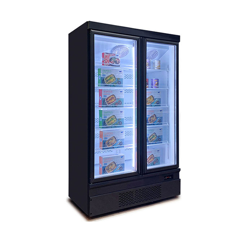 Espaço de poupança de vitrine porta de vidro congelador para o mercado comercial de alimentos congelados