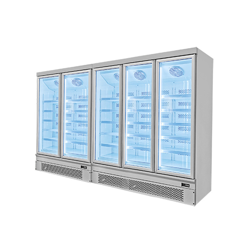 Espaço de poupança de vitrine porta de vidro congelador para o mercado comercial de alimentos congelados