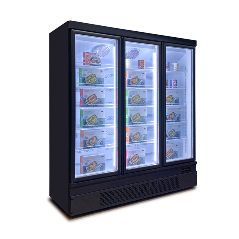 Espaço de poupança de vitrine porta de vidro congelador para o mercado comercial de alimentos congelados