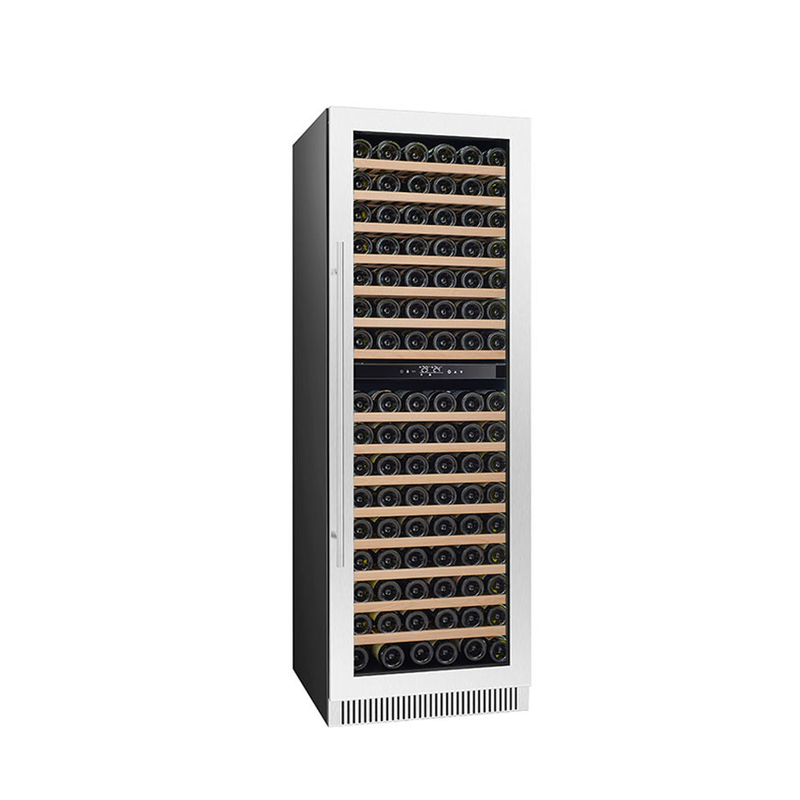185 garrafas Display de vinho Refrigerador de zona dupla Porta de vidro elétrica Modelo LD-185D