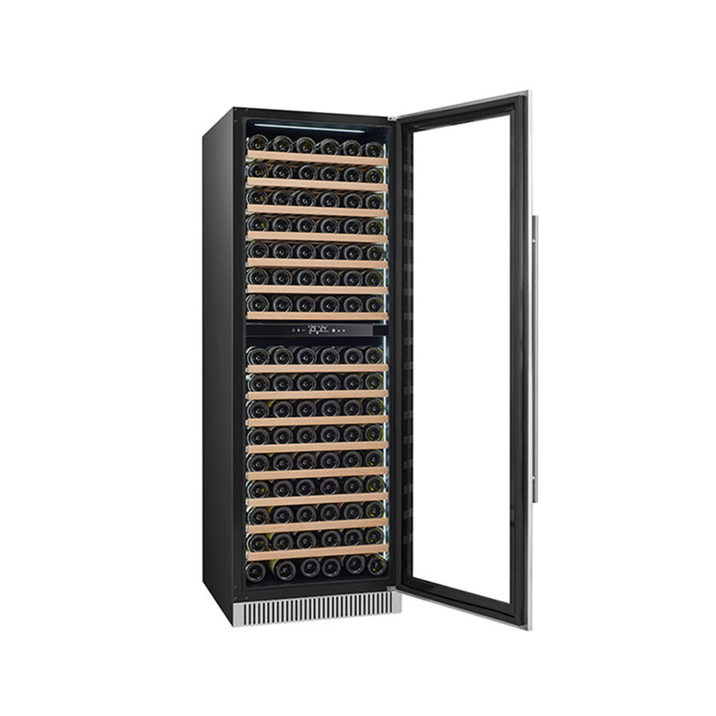 185 garrafas Display de vinho Refrigerador de zona dupla Porta de vidro elétrica Modelo LD-185D