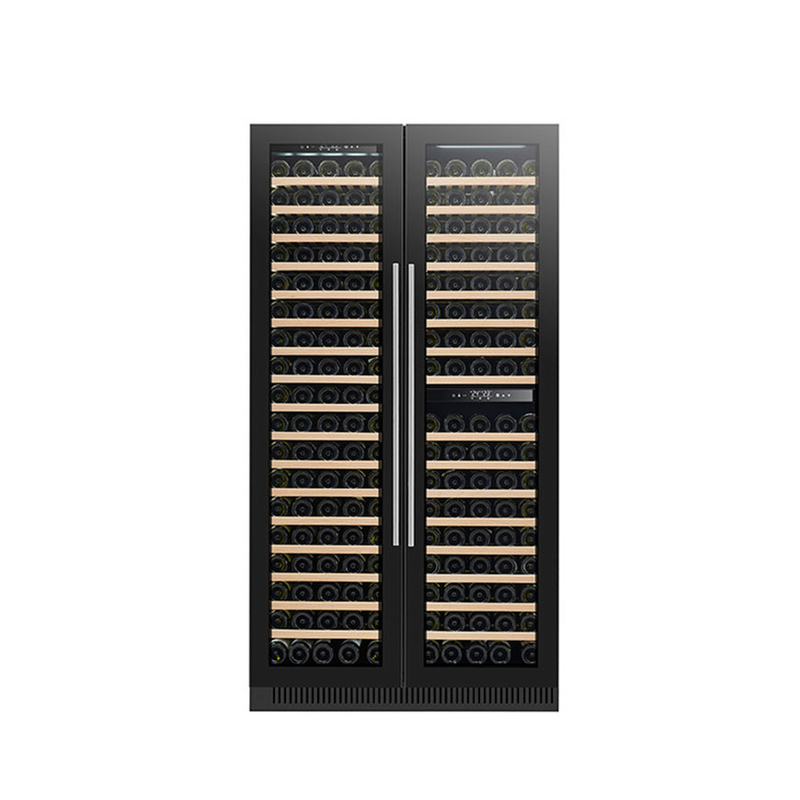185 garrafas Display de vinho Refrigerador de zona dupla Porta de vidro elétrica Modelo LD-185D