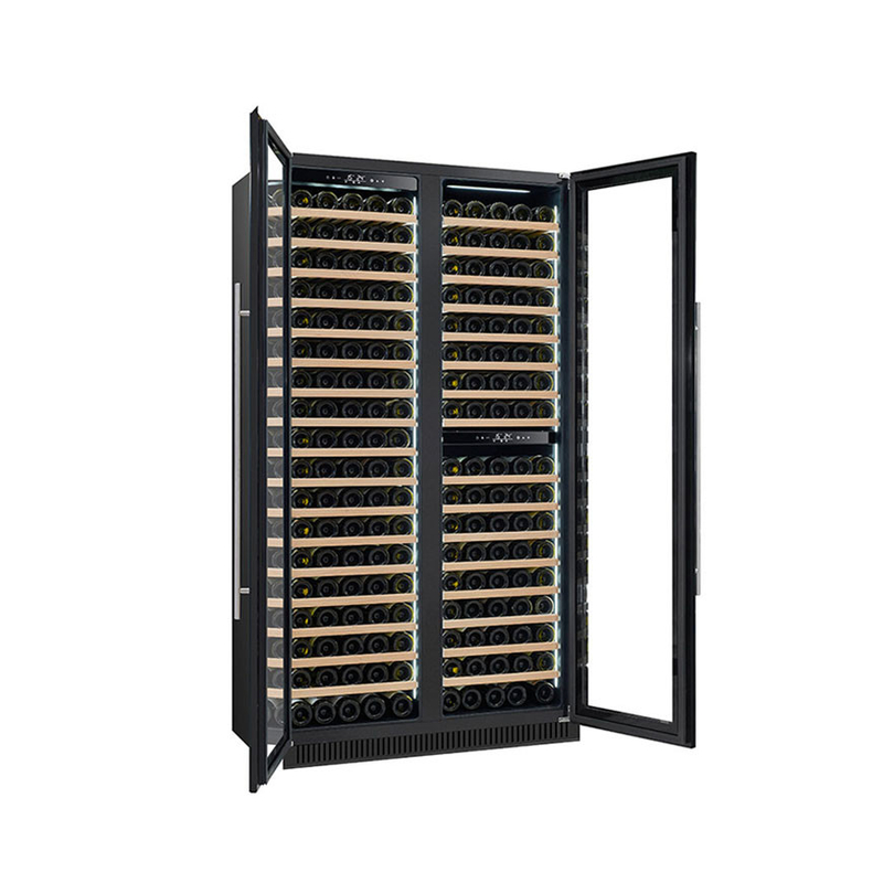 185 garrafas Display de vinho Refrigerador de zona dupla Porta de vidro elétrica Modelo LD-185D