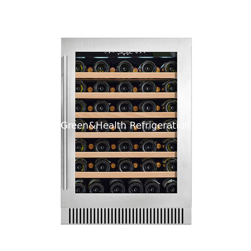 Refrigerador de vinho elétrico preto com prateleiras de madeira Refrigerador de porta de vidro de zona dupla