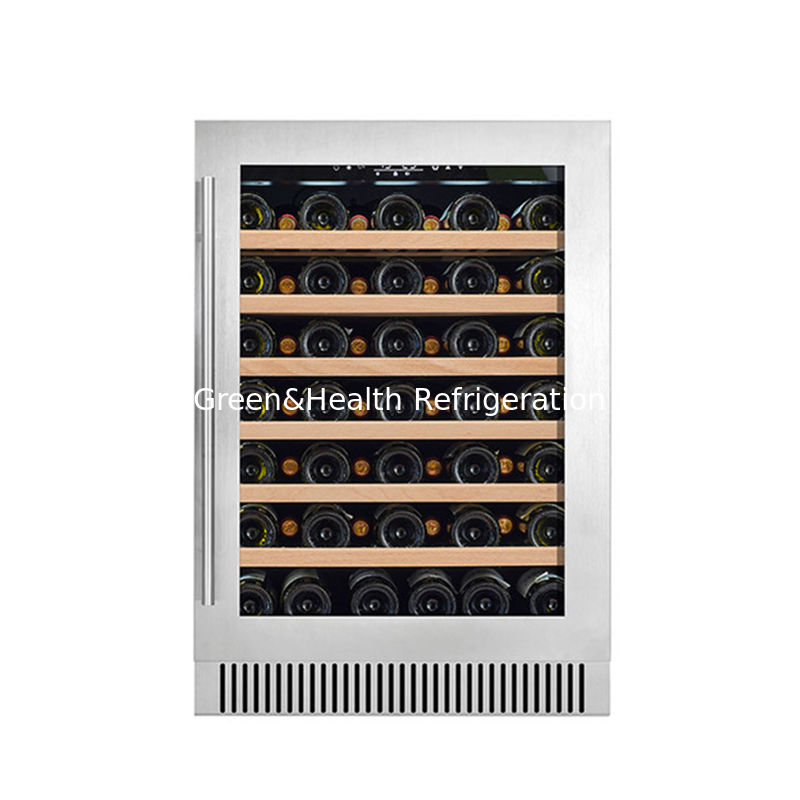 Certificado ETL Refrigerador eléctrico de vinho preto com prateleiras de madeira Refrigerador de porta de vidro de zona dupla