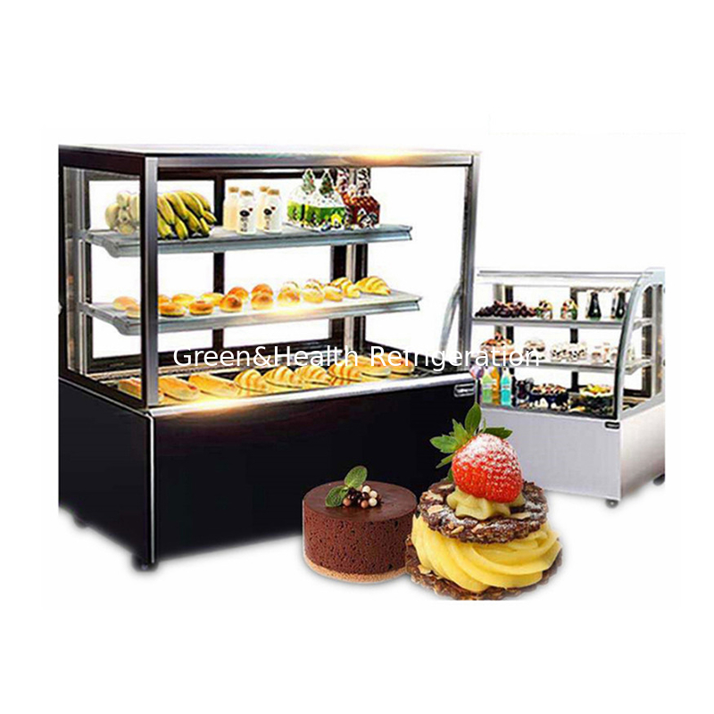 Base de mármore 2 camadas Decks Cake Display Freezer para pastelaria de sushi serpente Display