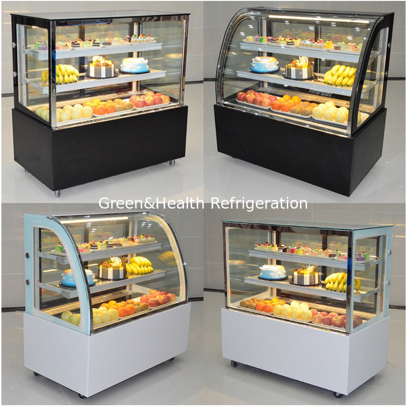 Base de mármore 2 camadas Decks Cake Display Freezer para pastelaria de sushi serpente Display
