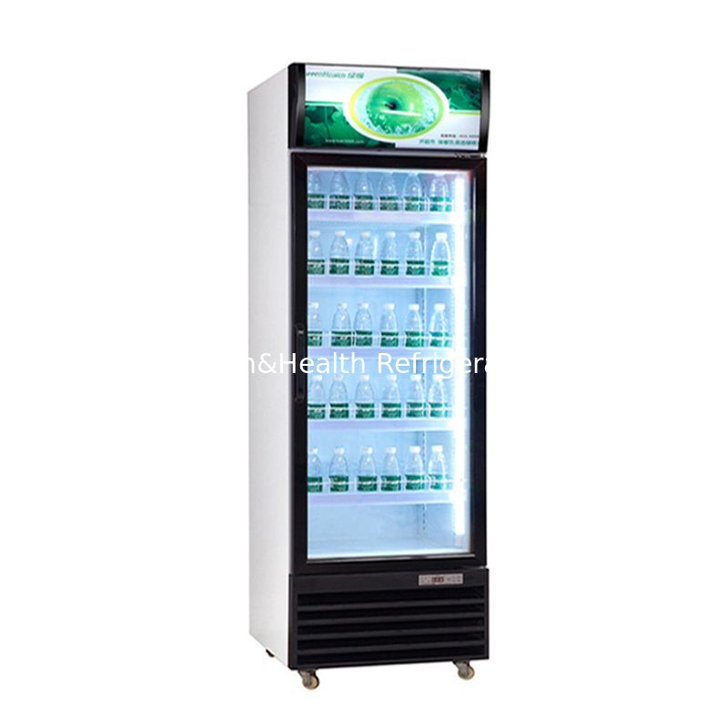 Refrigerador de bebidas de vidro de supermercado de porta única com arrefecimento direto por ar