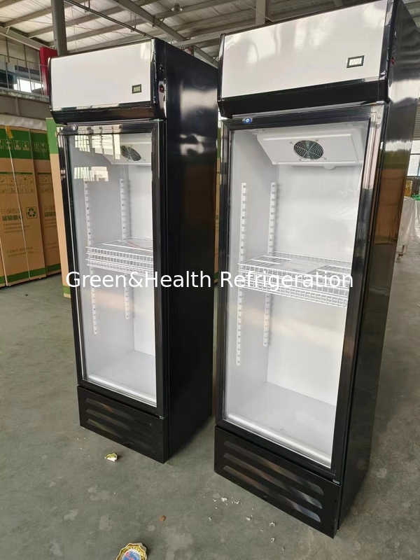 Refrigerador de bebidas de vidro de supermercado de porta única com arrefecimento direto por ar