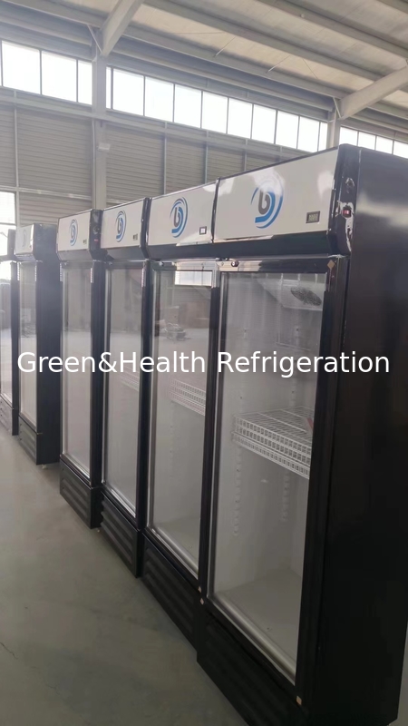 Refrigerador de bebidas de vidro de supermercado de porta única com arrefecimento direto por ar