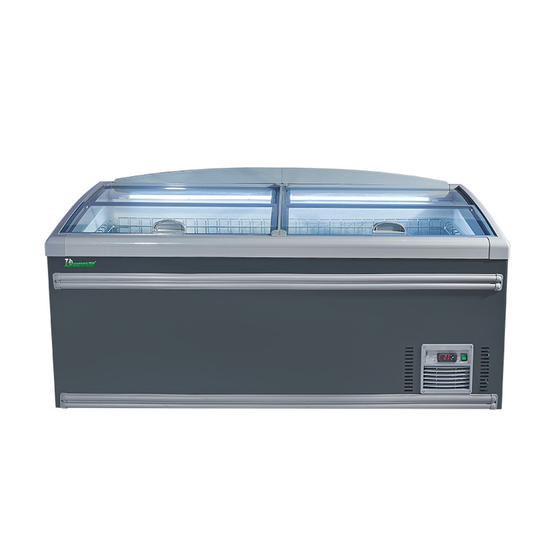 8 Ft Grande Supermercado Ilha Display Porta de Vidro Deslizante Congelador Para Armazenamento de Frango