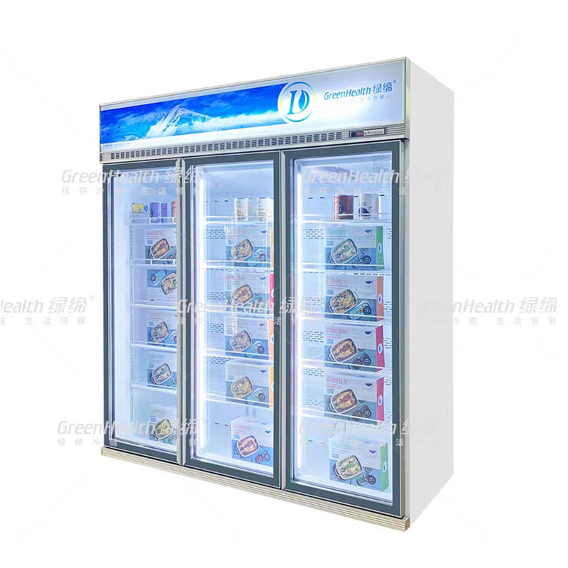 Frigorífico comercial vertical de 2 portas com ventilador e LED